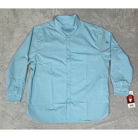 Chef Works Men’s Size XL Blue Button Up Long Sleeve Uniform Shirt - Picture 1 of 8